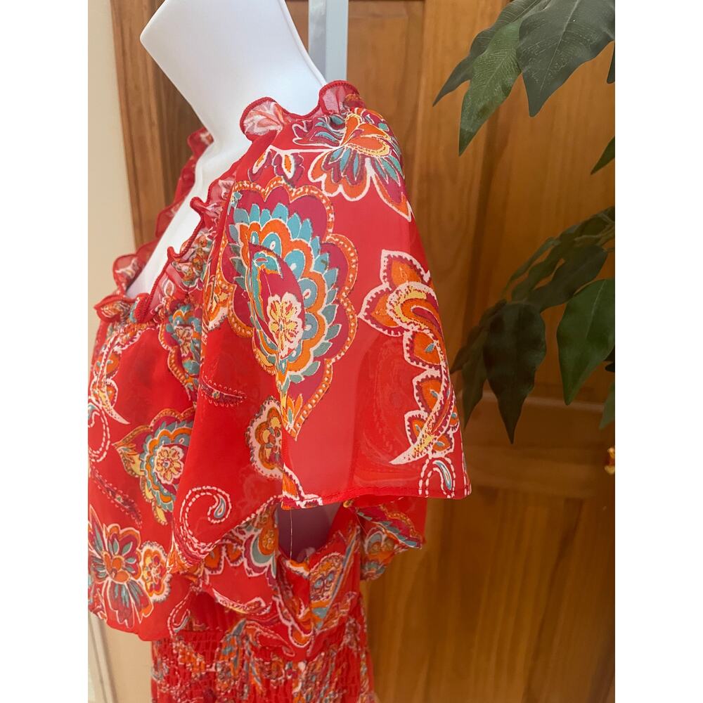 Rabbit Rabbit Rabbit  Design Off the Shoulder Dress, Red Pattern, Size 16 P - Picture 4 of 8